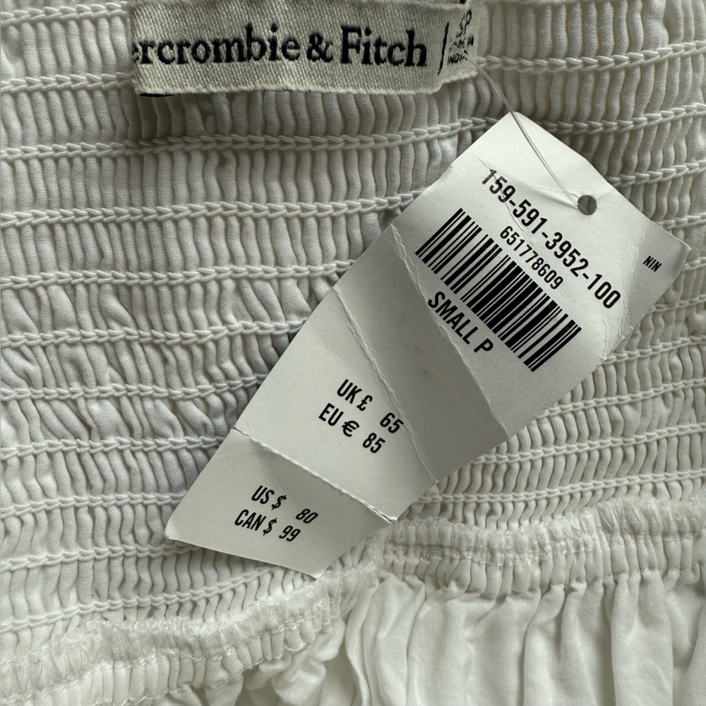 Abercrombie & Fitch - Emerson Poplin Puff Sleeve White Mini Dress Women’s Small - Picture 6 of 6